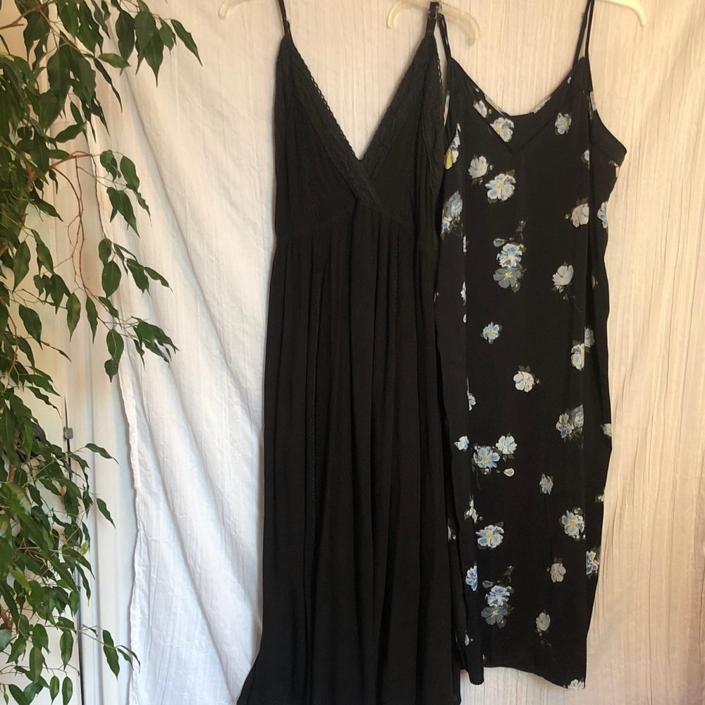 MOSSIMO & YOUNG USA size L black crinkle & floral maxi sun summer dresses - Picture 2 of 15